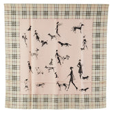 バーバリー ノバチェック 犬 散歩 モチーフ スカーフ ベージュ ピンクベージュ シルク レディース BURBERRY 【中古】